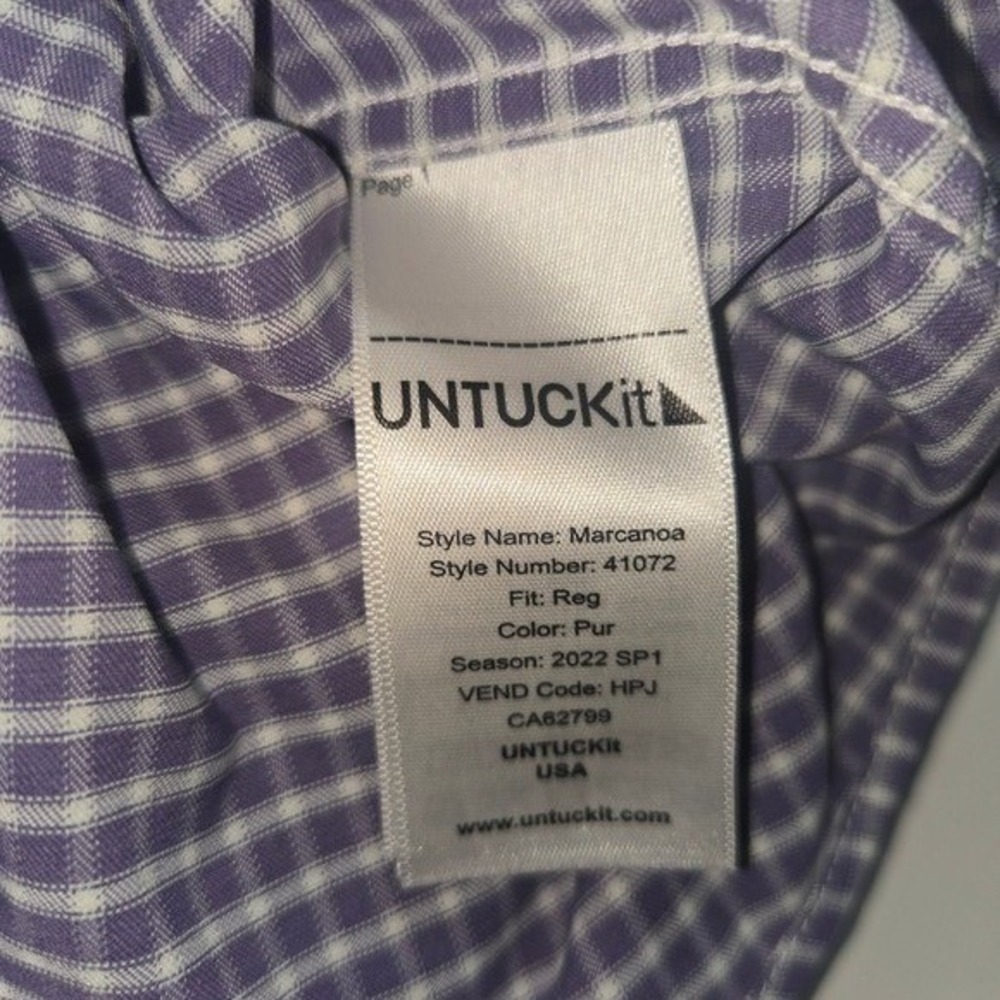 UNTUCKit Marcano Purple Gingham Button Down Shirt Mens XX-Large Regular Fit - Picture 5 of 9